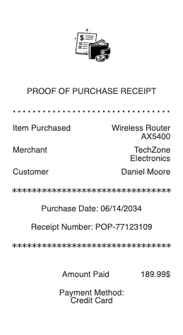 Proof of Purchase Receipt