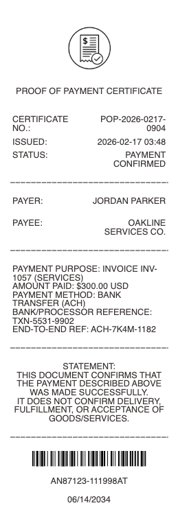 Proof of Payment Receipt
