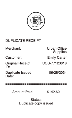 Duplicate Receipt