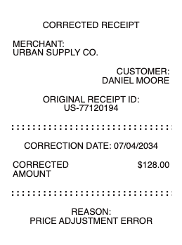 Corrected Receipt