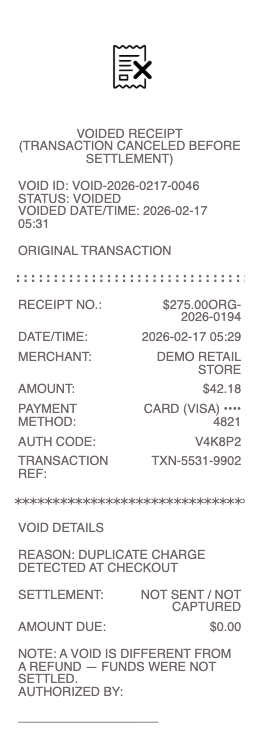 Voided Receipt