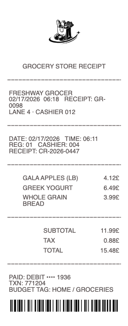 Grocery Store Receipt