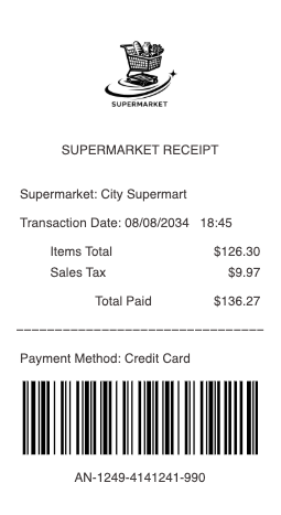 Supermarket Receipt