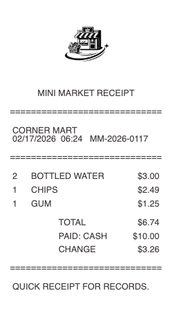 Mini Market Receipt