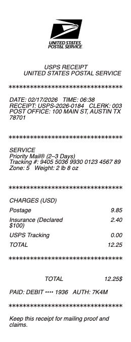 USPS Receipt