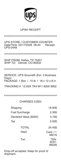 UPS Receipt