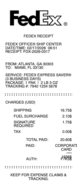 FedEx Receipt