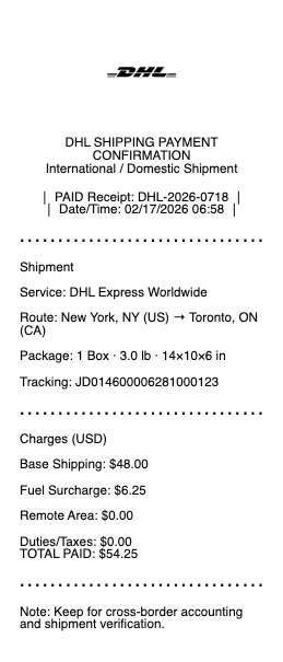 DHL Receipt
