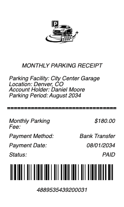 Monthly Parking Receipt