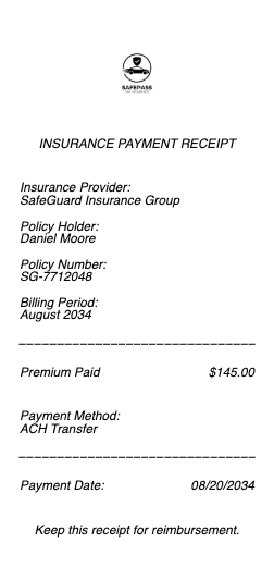 Insurance Payment Receipt
