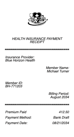 Health Insurance Payment Receipt
