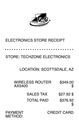 Electronics Store Receipt