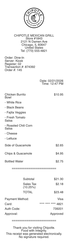 Chipotle receipt