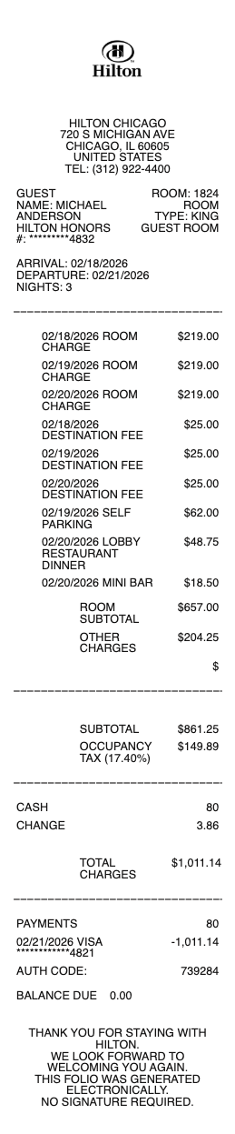 Hilton receipt
